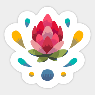 Light Open Simple Protea Bud Stamp Sticker